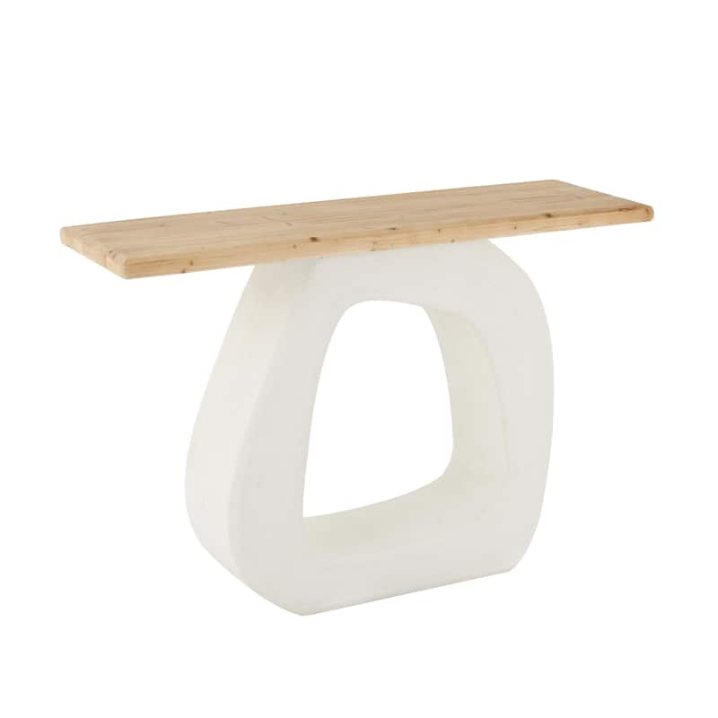 Wooden O Shaped Console Table with Light Brown Tabletop - White - Roche River Decor - 15"W x 47"L x 32"H