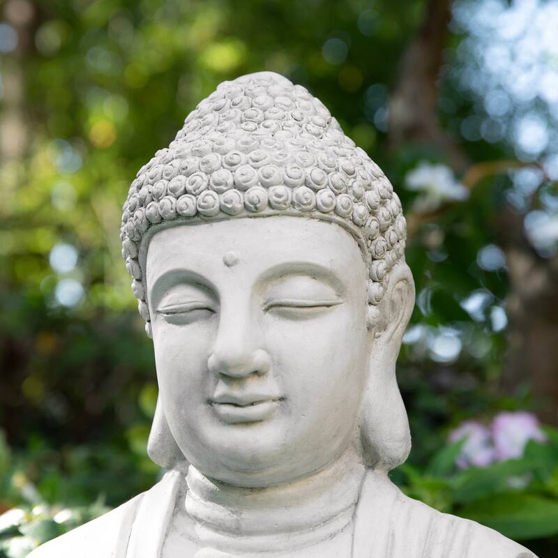 Glitzhome Zen-Style MgO Meditating Garden Buddha Statues Monk Sculpture Indoor Outdoor