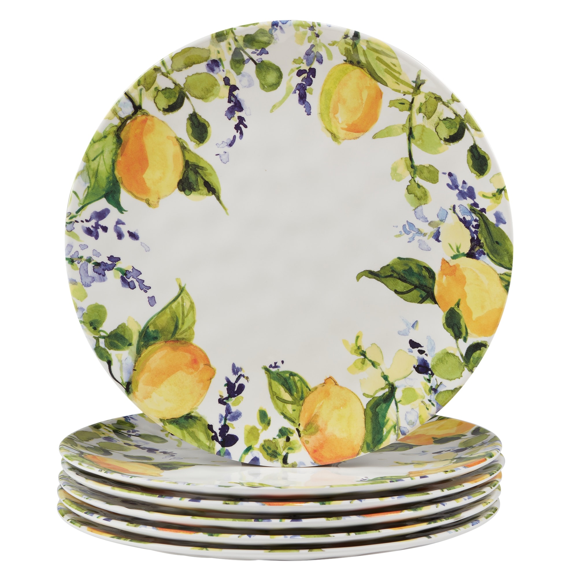Certified International Lemon Zest Melamine Dinner Plates (Set of 6)