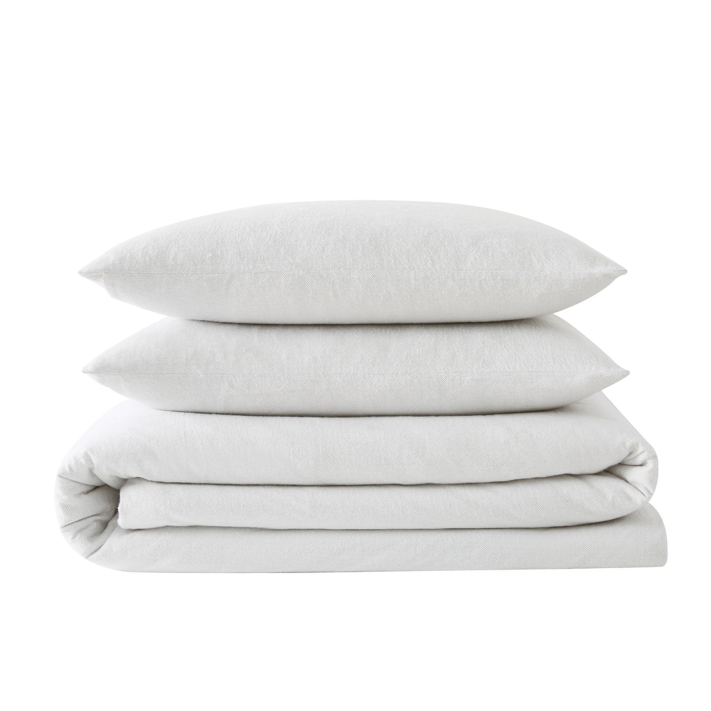 London Fog Printed Cotton Flannel 3 Piece Duvet Cover Set