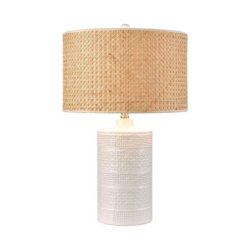 Elk Home Seymour White Glazed With Sand Linen Shade Table Lamp