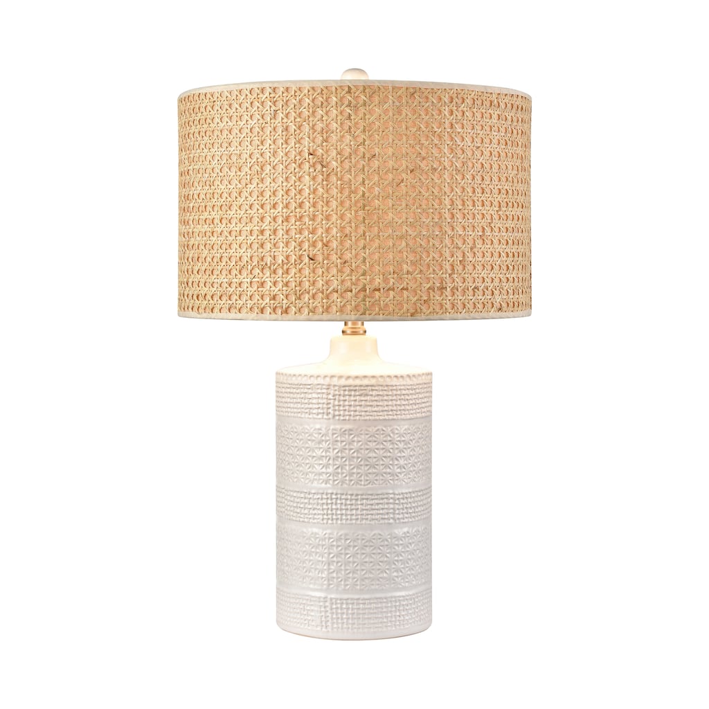 Elk Home Seymour White Glazed With Sand Linen Shade Table Lamp