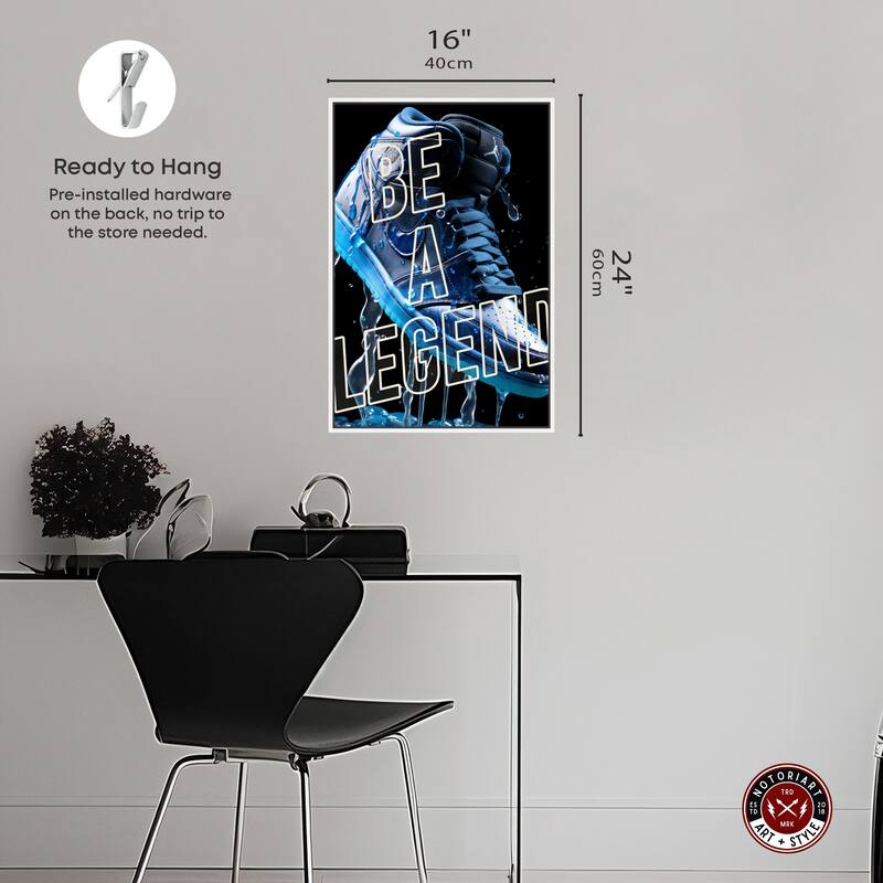 Notoriart Be A Legend Sneaker Drip Framed Sneaker 1 Piece Canvas Wall Art
