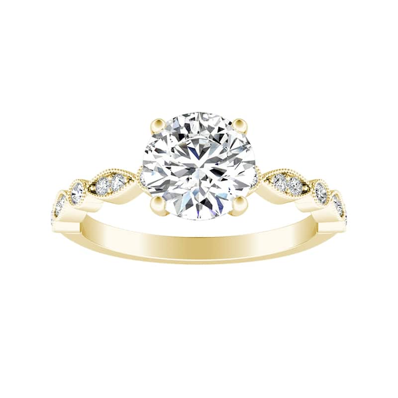 Auriya 14k Gold Vintage 1 1/2ct Round Moissanite Engagement Ring