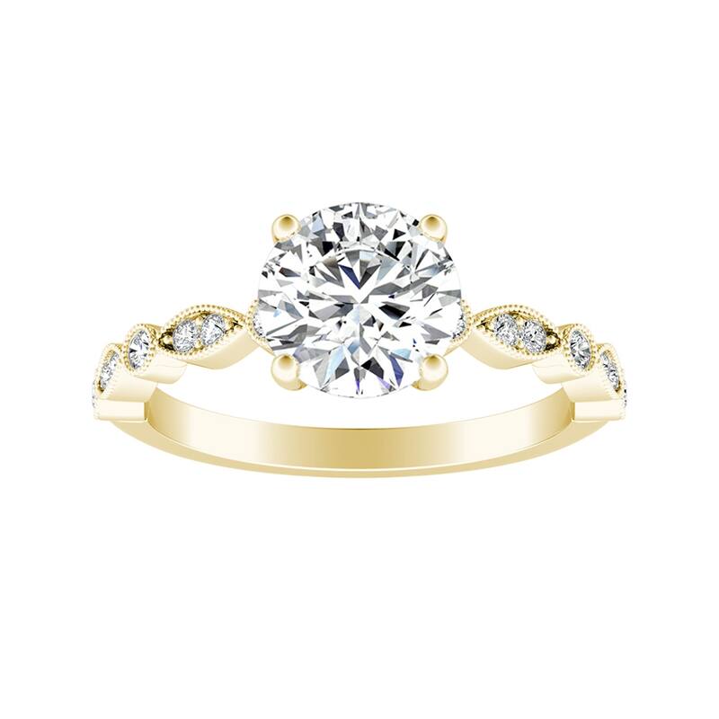 Auriya 14k Gold Vintage 1 1/2ct Round Moissanite Engagement Ring - Yellow - 9