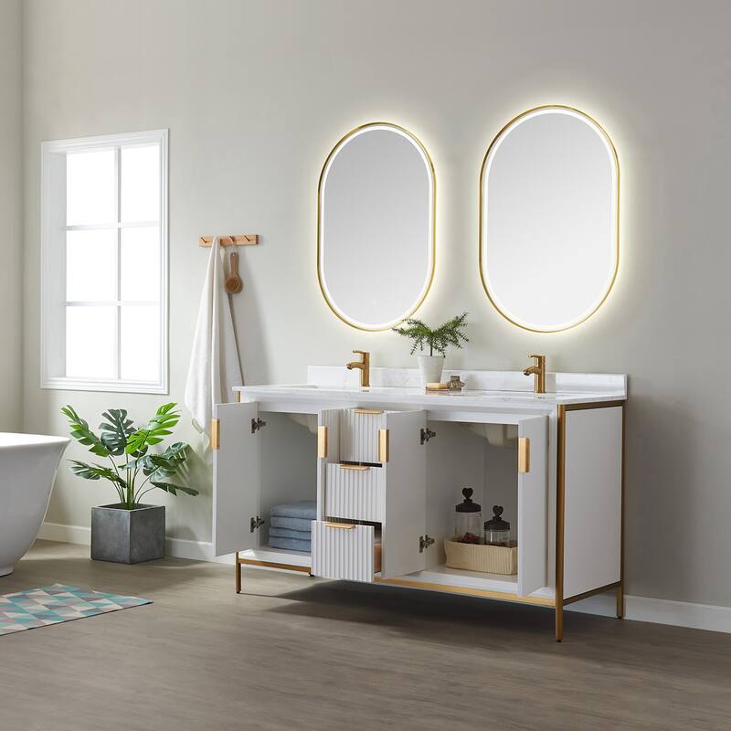 Miseno MV736060 Granada 60" Free Standing Double Basin Vanity Set with