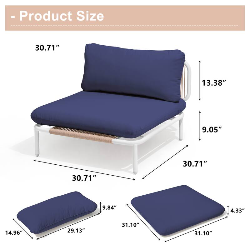 Outdoor Cushioned Sectional Sofa Chat Set Patio Furniture Conversation Set, Free Combination