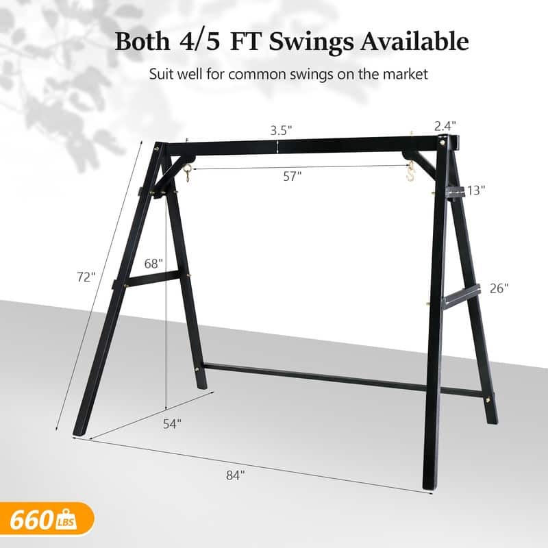 2-Person Carbonized Solid Wood Porch Swing Stand (without hanging swing)
