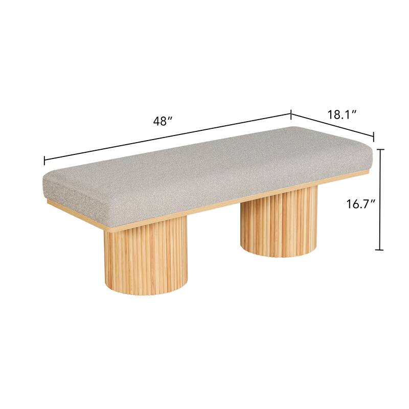 Comfortable Upholstered Seat with Cylindrical Wood Legs, Bedroom End of Bed Bench, Entry Footrest Bench Accent Bench