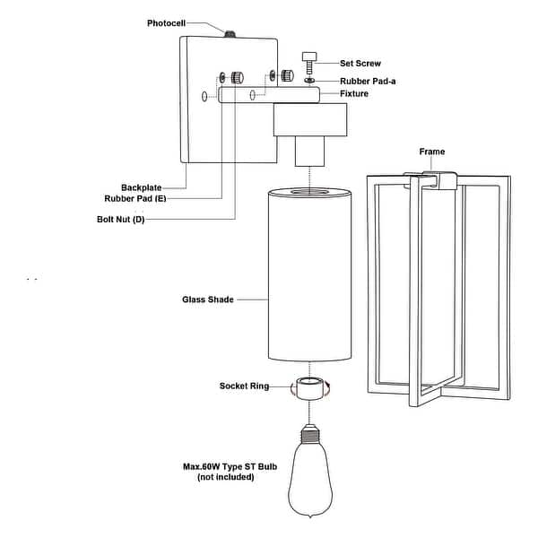 dimension image slide 0 of 2, VAXCEL Kilbourne 13 in. H 1-Light Black Dusk to Dawn Sensor Outdoor Wall Sconce, Steel, Clear Glass Shade, LED Compatible