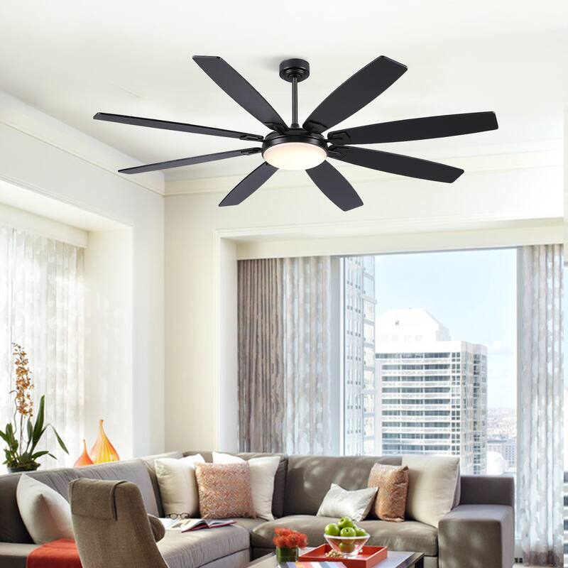 72" Ceiling Fan Light, 6-Speed, LED, APP Control, Dimmable, Timer, for Large Room,Patio,Living Room,Garage,Warehouse - Black-2
