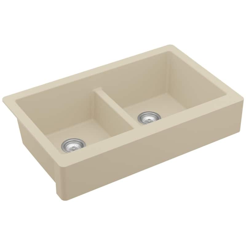 Karran USA QAR-750 Quartz QAR 34" Farmhouse Double Basin Quartz - Bisque