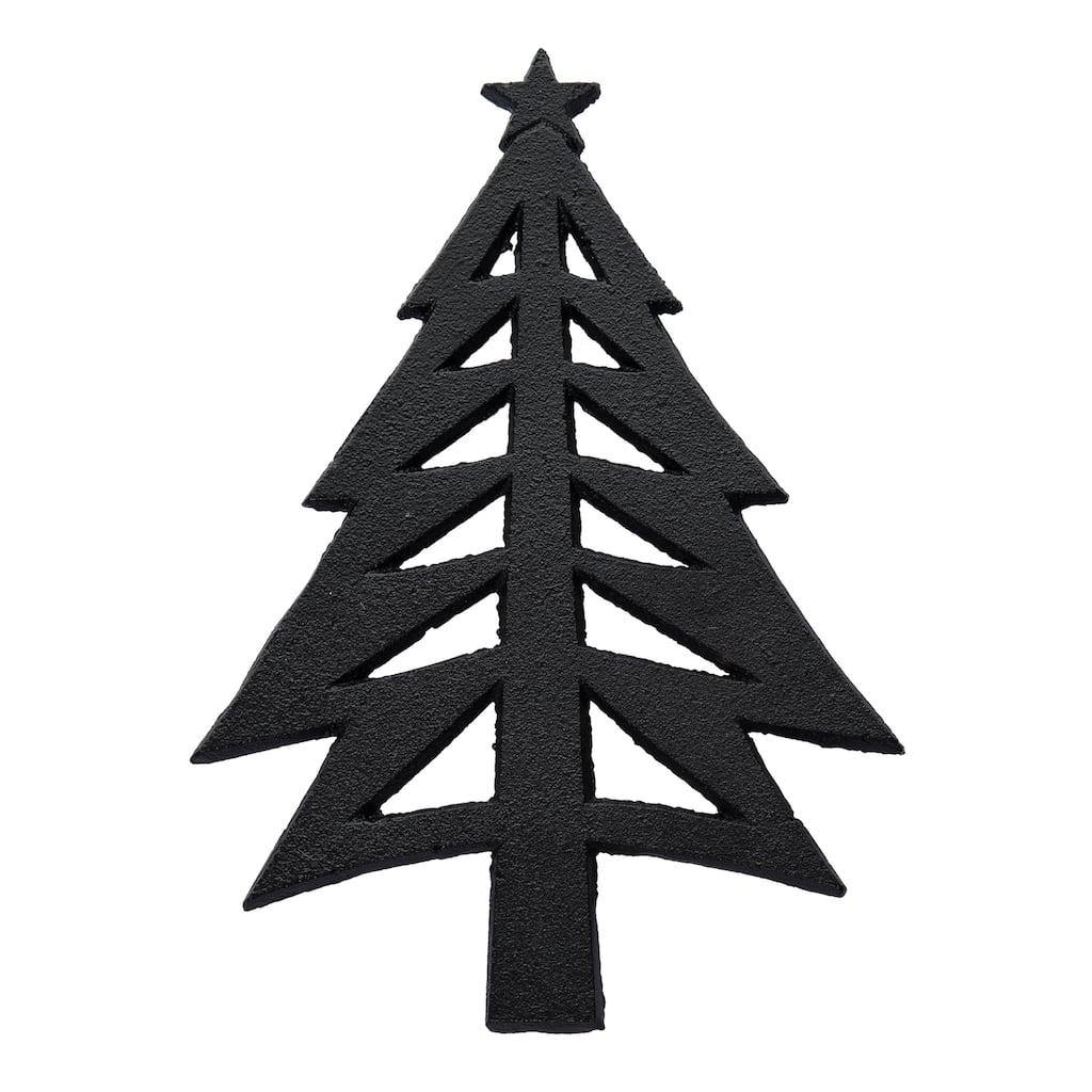 Transpac Metal 9.06 in. Black Christmas Matte Tree Trivet