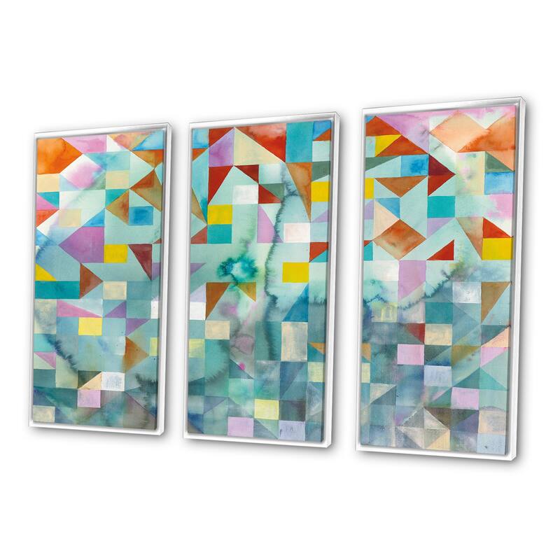 Designart "Modern Patchwork" Modern & Contemporary Framed Wall Art Set