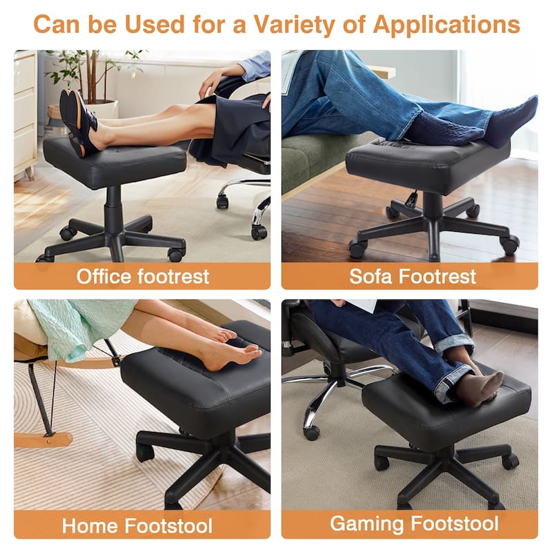 Multi-Use Footrest,Stool Adjustable Height Footrest Ottoman with Wheels, Ergonomic Foot Stool for Home Office