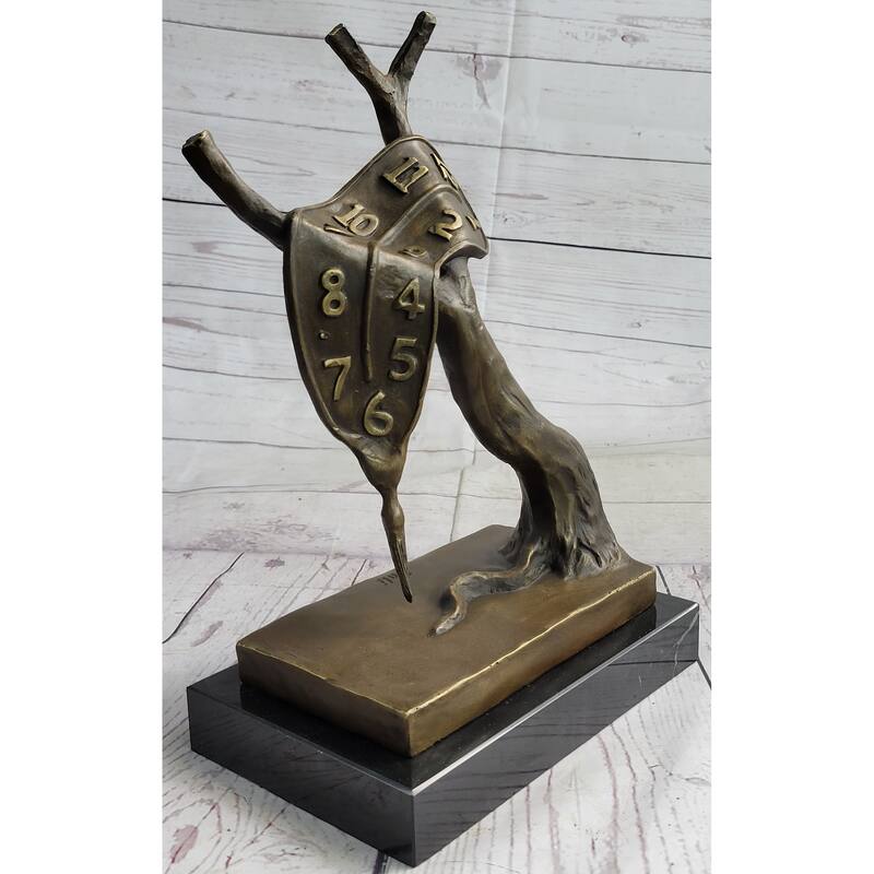 The Persistence Of Memory Melting Clock By Salvador Dali Bronze Statue Sculpture 12 Inches X 8 Inches