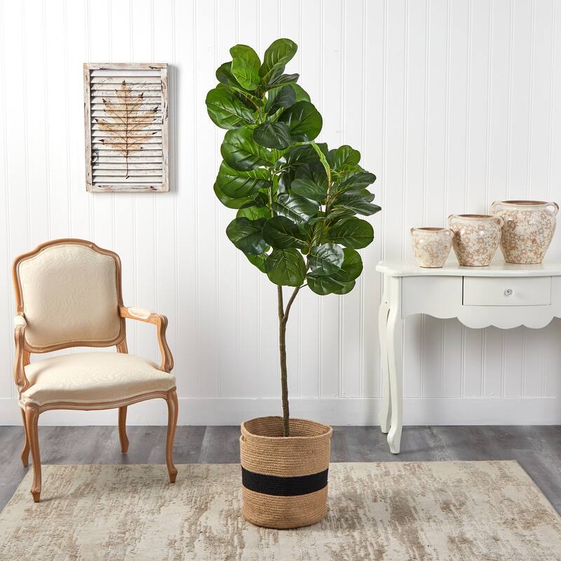 Artificial Fiddle Leaf Fig Tree with Planter, 5.5ft Indoor Decor, Realistic Design, Low Maintenance Home Accent