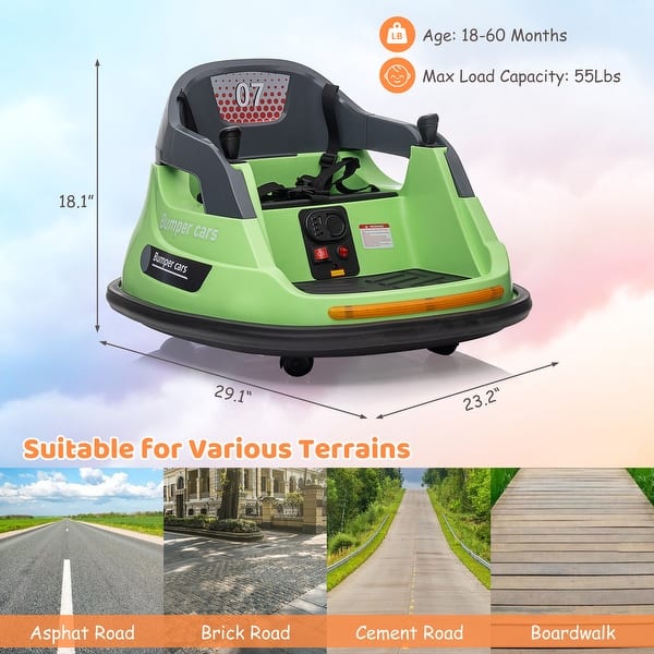dimension image slide 0 of 2, Electric Ride on Bumper Car for Toddlers, Ride on Car with Remote Control