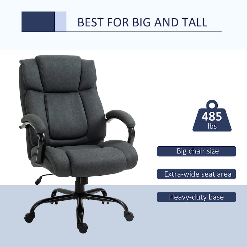 Vinsetto Big and Tall Executive Office Chair High Back Computer Desk Chair Ergonomic Swivel Chair with Linen Fabric
