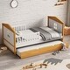 preview thumbnail 1 of 6, Twin Size House Shape Kids Wooden Bed Frame with Trundle and Guardrail Twin