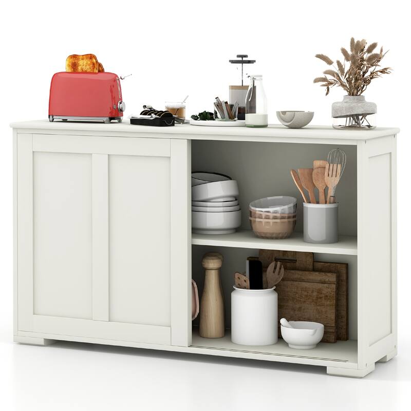 Costway Stackable Buffet Sideboard Set of 2 with Sliding Doors & - See Details