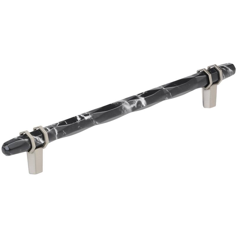 Amerock London 8 Inch Center to Center Bar Cabinet Pull - Marble Black / Satin Nickel