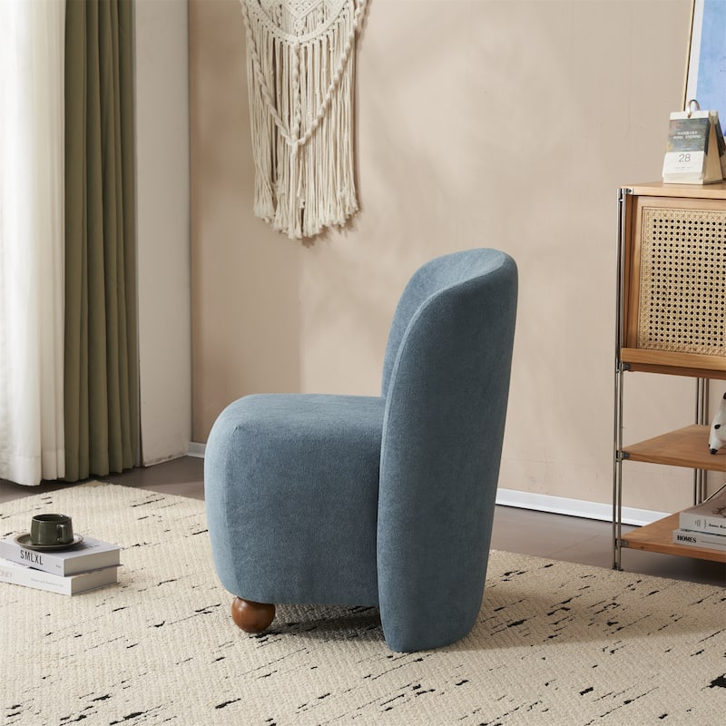 Roomfitters Modern Low Back Barrel Chair, Upholstered Armless Design with Round Pine Wood Feet for Living Room, Bedroom