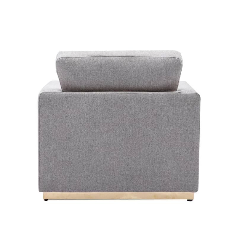 Linen Upholstered Accent Chair in Gray and Gold