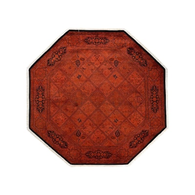 Fine Vibrance, One-of-a-Kind Hand-Knotted Area Rug - Orange, 6' 1" x 6' 1" - 6' 1" x 6' 1"