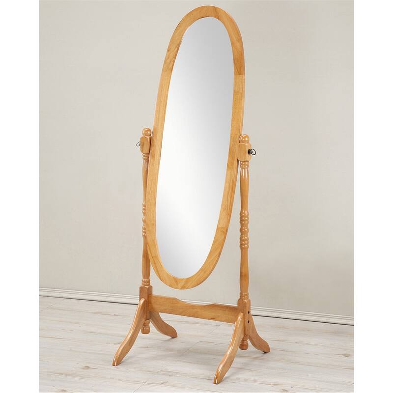 Traditional Queen Anna Style Wood Floor Cheval Mirror - Oak