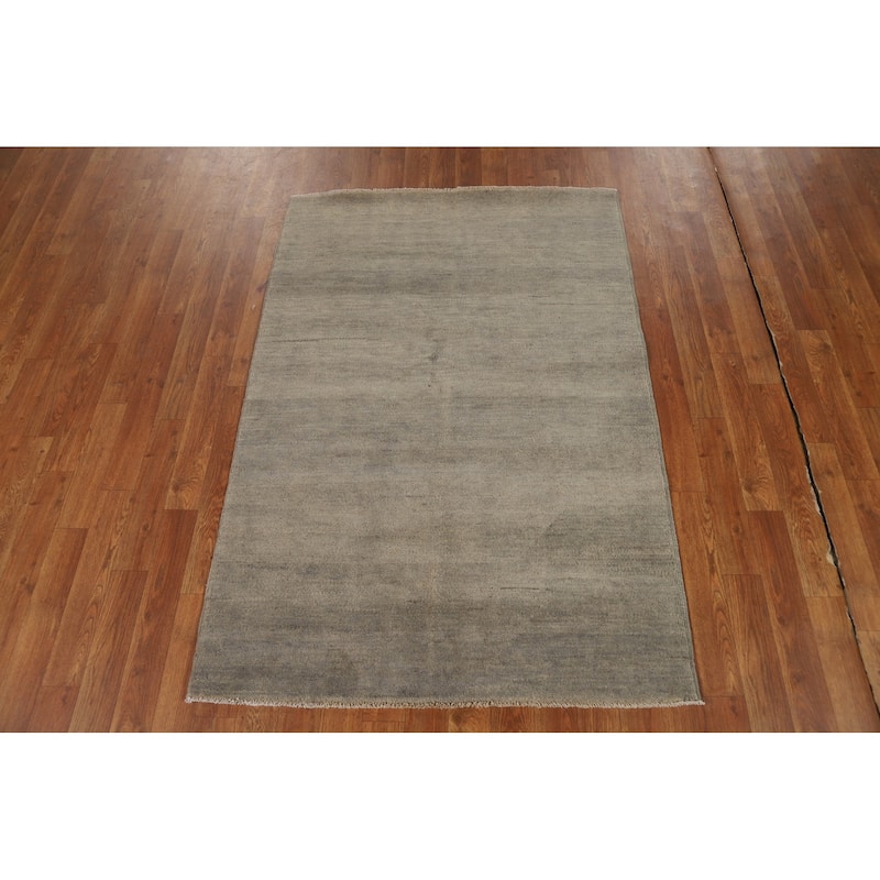 Hand Knotted Oriental 100% Wool Carpet Modern Modern Beige & Ivories Gabbeh Area Rug - 4' 10'' X 3' 4''