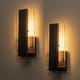 preview thumbnail 2 of 6, C Cattleya Matte Black LED Indoor Wall Sconce Vanity Light with Water Glass