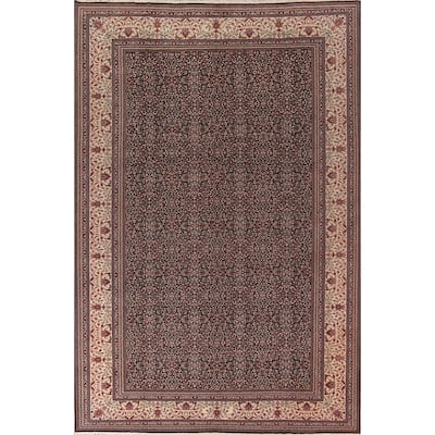 Black Anatolian Turkish Large Vintage Rug Hand-Knotted Wool Carpet - 10'0" X 13'7"