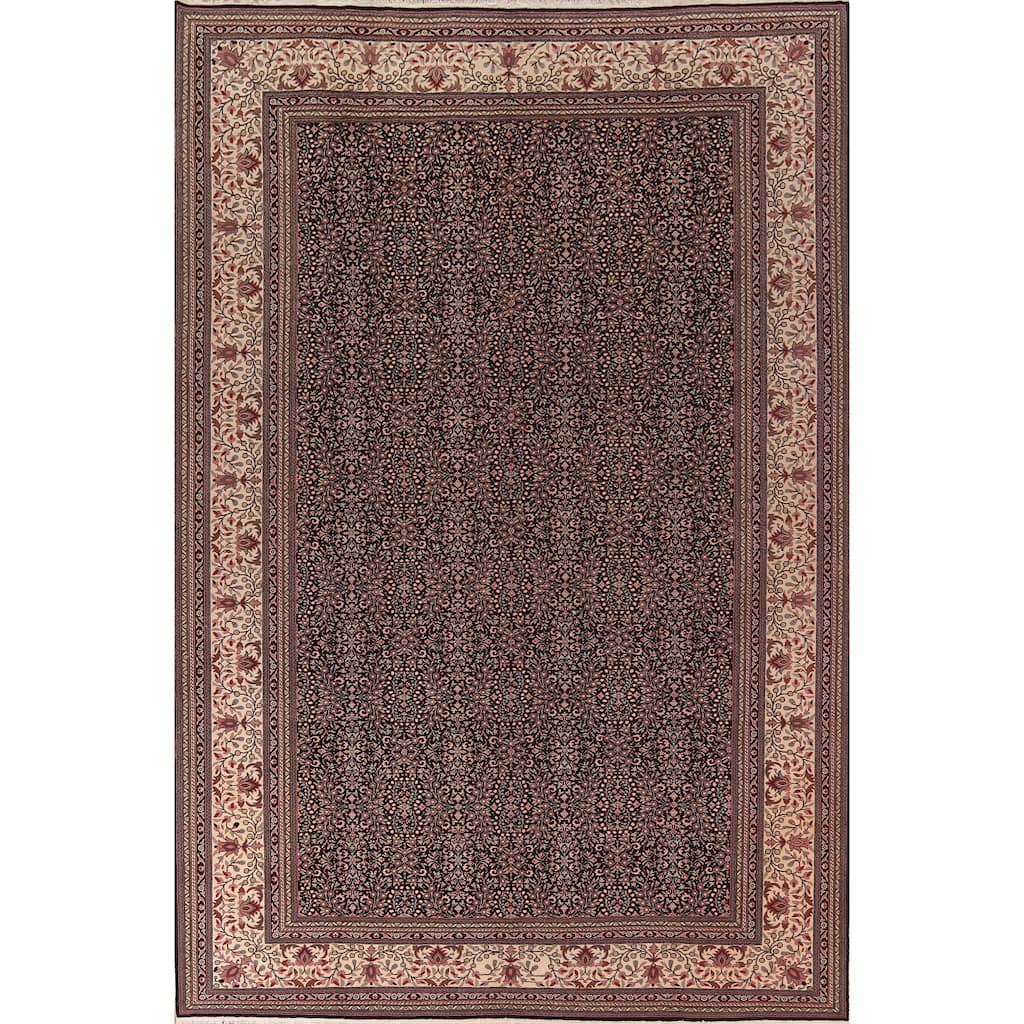 Black Anatolian Turkish Large Vintage Rug Hand-Knotted Wool Carpet - 10'0" X 13'7"