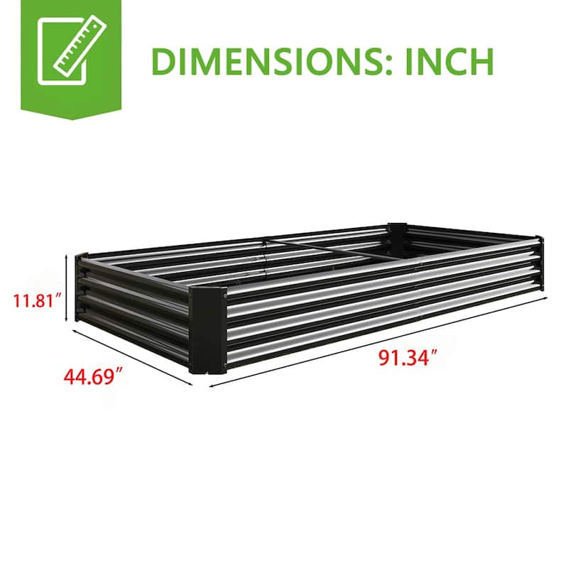 Outdoor Galvanized Metal Raised Garden Bed Kit - 7.6 x 3.7 x 1 ft