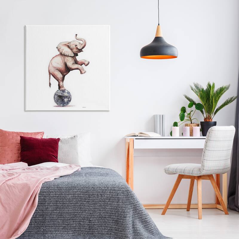 Stupell Elephant on Disco Ball Canvas Wall Art Design By Amanda Greenwood