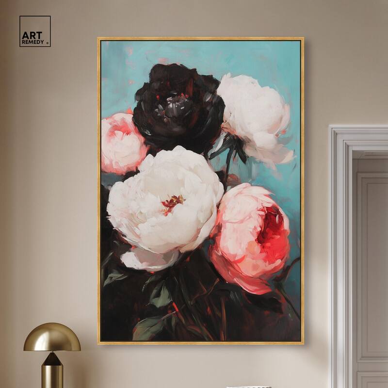 Three Shades of Peony III Canvas by Art Remedy