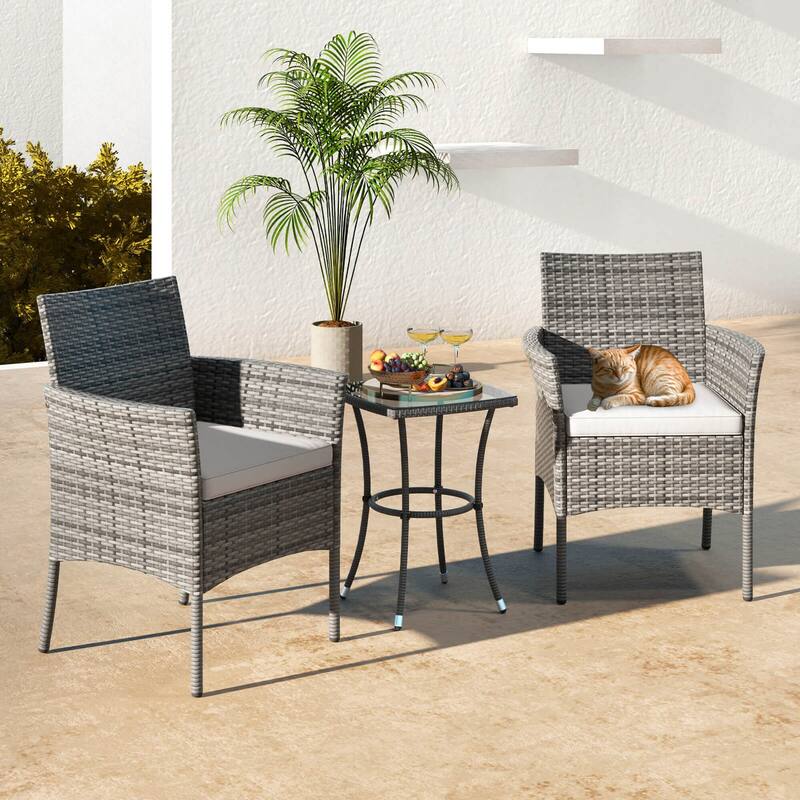 Costway Set of 2 Patio Rattan Arm Dining Chair Cushioned Sofa - See Details
