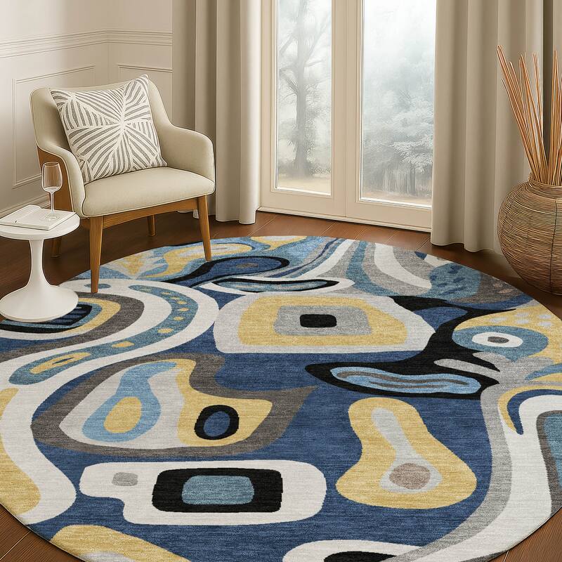 Machine Washable Indoor/ Outdoor Modern Picasy Chantille Rug