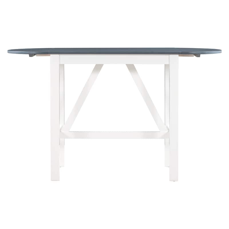 3-Piece Wood Counter Height Dining Table Set with 2 Upholstered Dining Chairs and Drop Leaf Dining Table for Kitchen