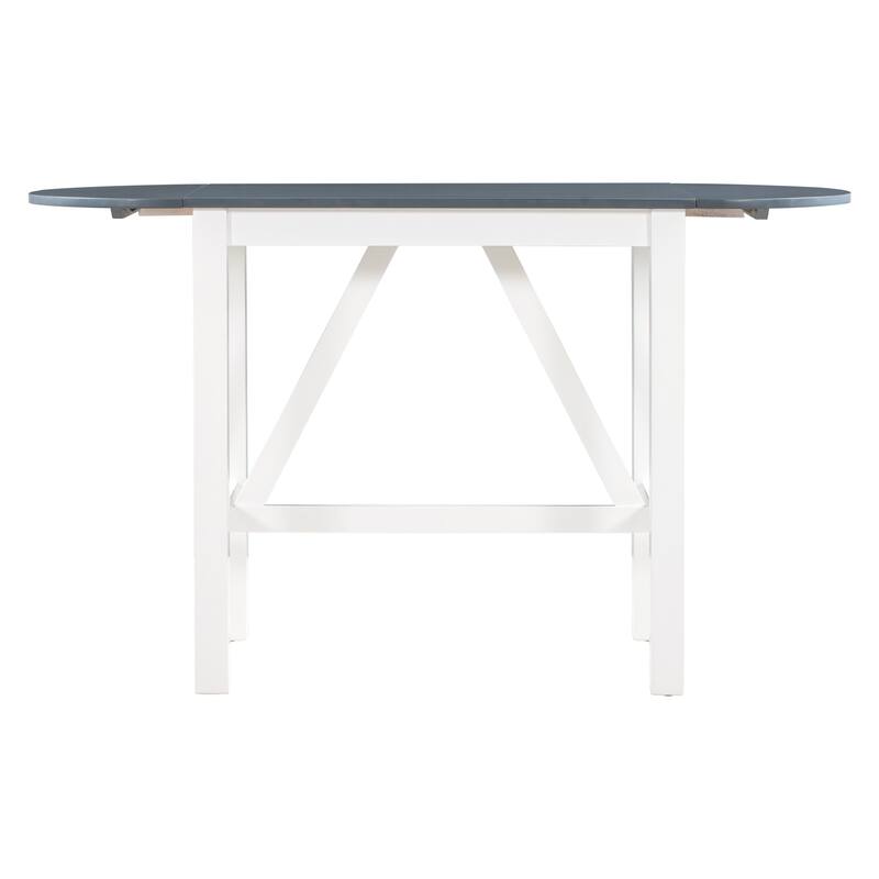 3-Piece Wooden Counter Height Dining Table Set with Drop Leaf Table & 2 Chairs