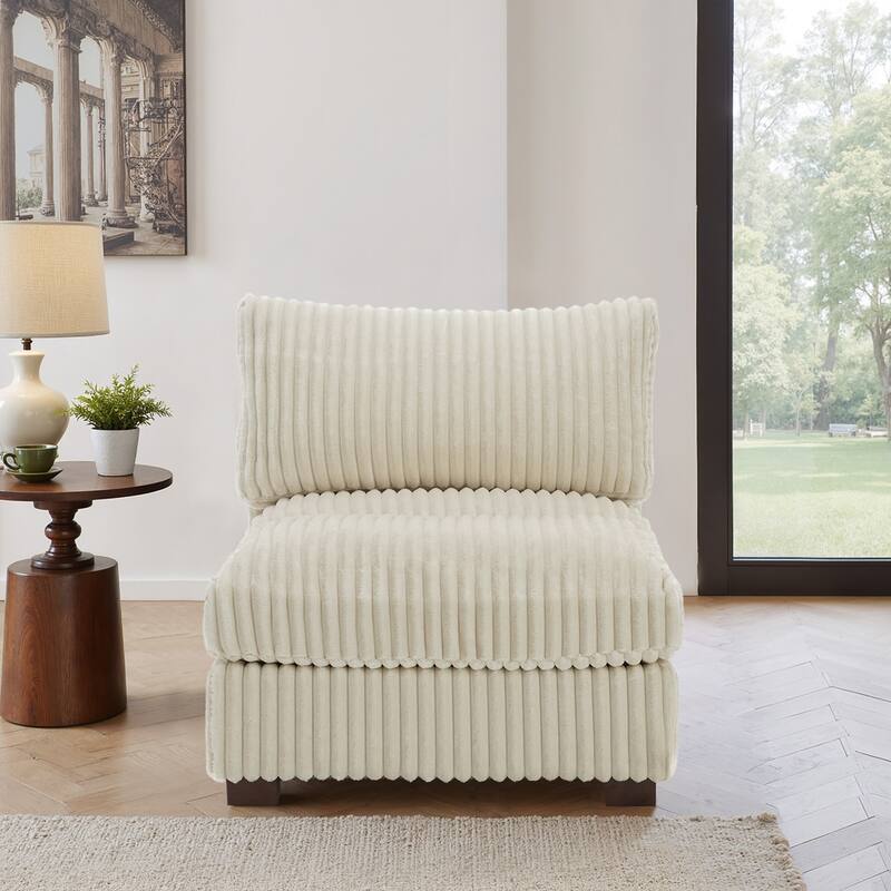 Plush Faux Fur Accent Sofa Chair - Armless chair - White