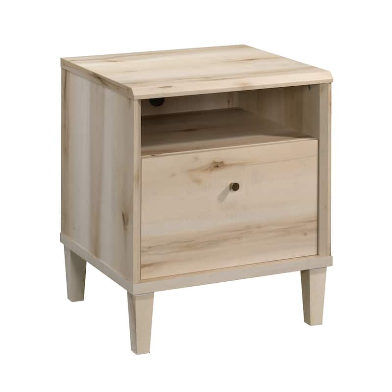 Engineered Wood Coastal Night Stand with Large Drawer, Brown