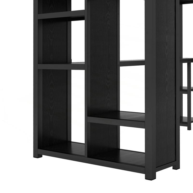 Versatile Metal Loft Bed with Integrated Wardrobe
