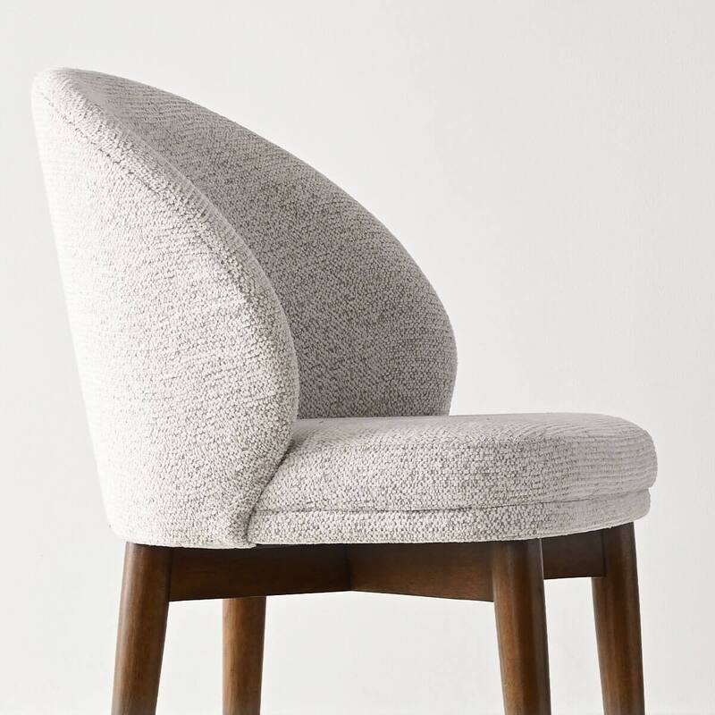 Upholstered Barrel Dining Chair With Walnut Legs (Set of 2)