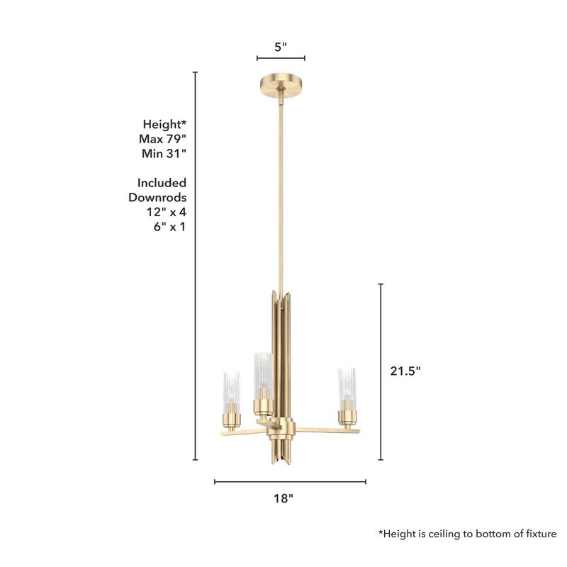 Hunter Gatz Ribbed Glass Chandelier - Dining Room, Kitchen Island, Entry - Glam, Contemporary, Transitional