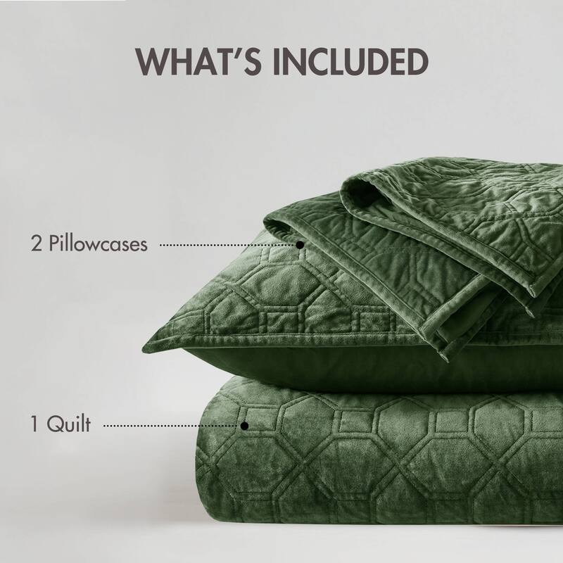 Madison Park Emery 3 Piece Velvet Quilt Set