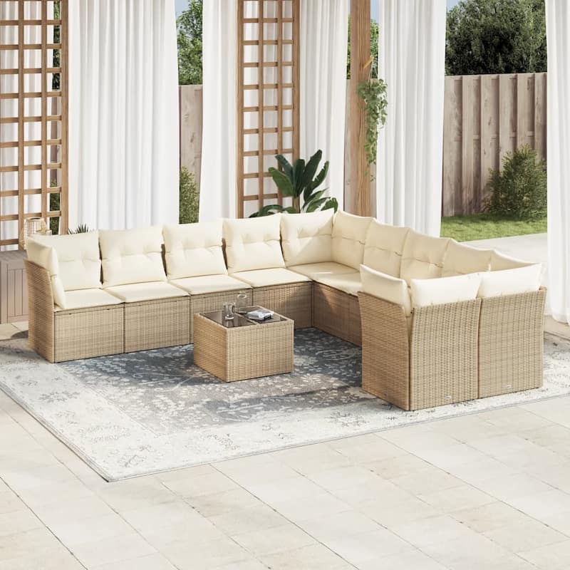 vidaXL Garden Sofa Set Beige, Cream - 21.7 x 21.7 x 14.6