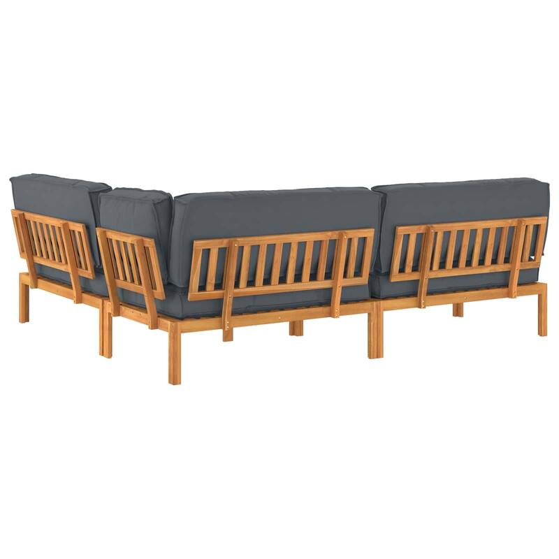 vidaXL Sofa Set with Cushion Plain 4 pcs Anthracite Solid Acacia Wood - 99.61 x 83.46 x 27.17 in