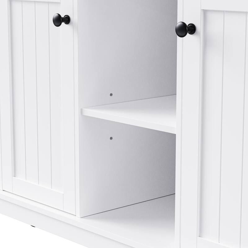Kitchen Island with Drop Leaf, Power Outlet and Side Racks